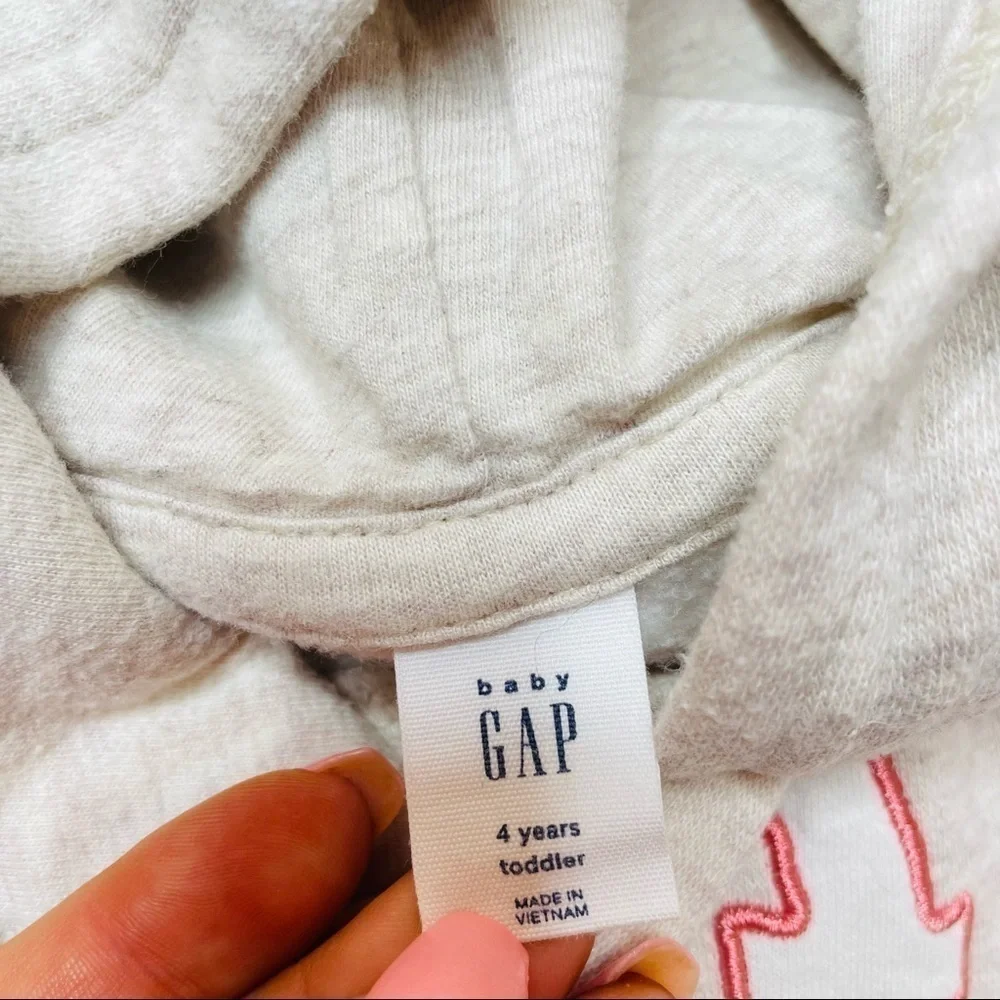 Gap Kids Logo Hoodie In Oatmeal And Rosey Pink - Picture 7 of 8